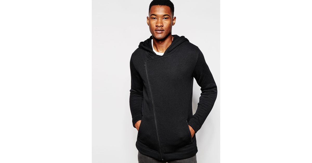 Cotton Hoodie With Asymmetrical Zip 