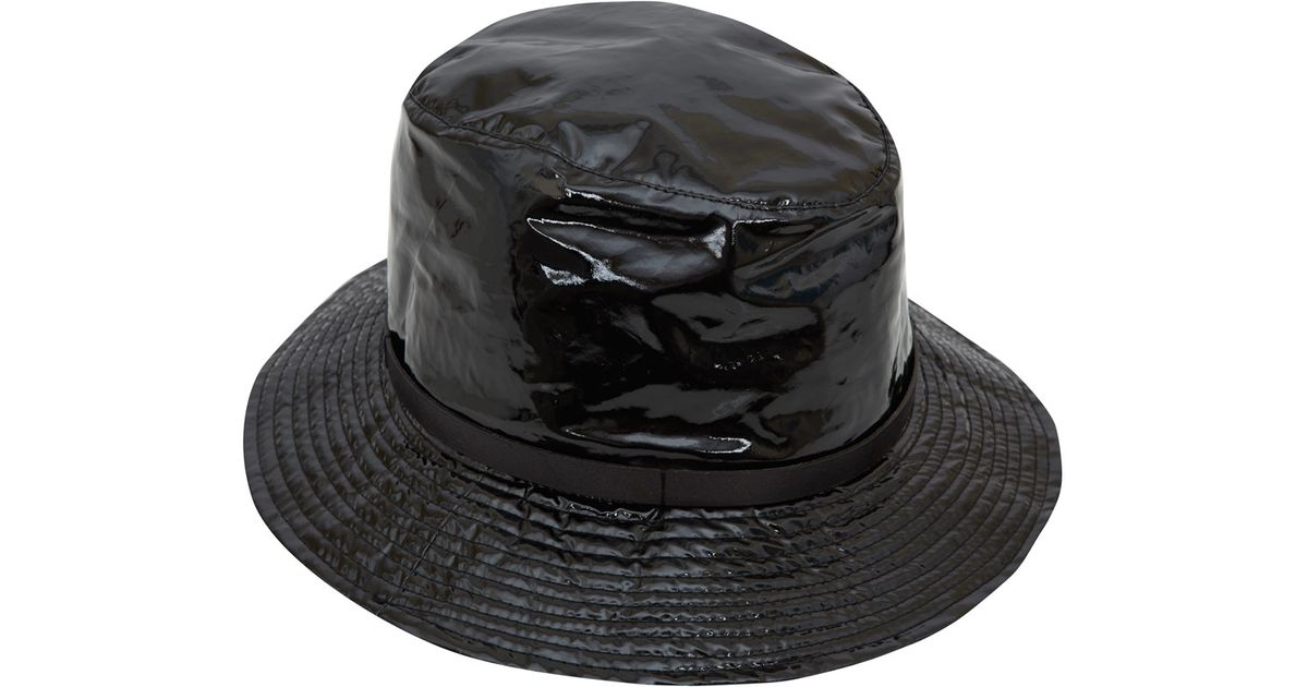 black patent rain hat