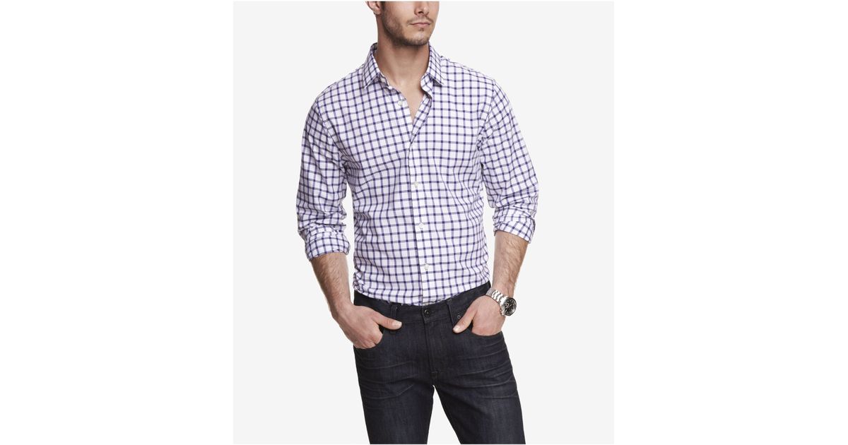 Express Extra Slim Plaid Dress Shirt in 