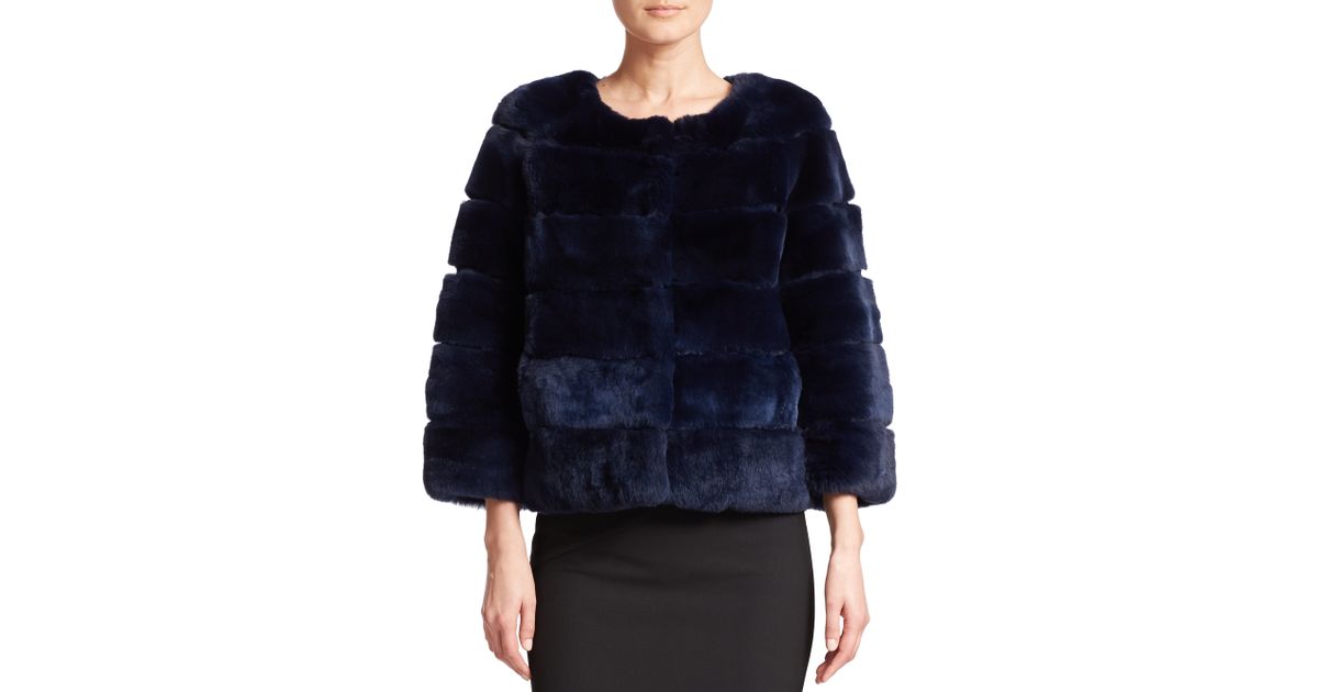 Diane von Furstenberg Joan Rex Rabbit Fur Jacket in Midnight (Blue) - Lyst