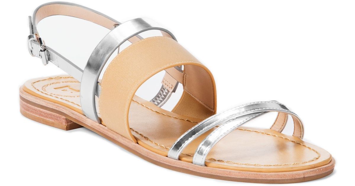 French Connection  Hallie Flat Sandals  in Silver Nude 