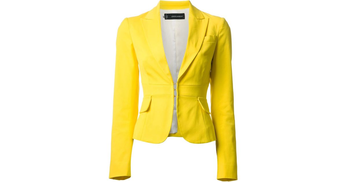 DSquared² Cropped Blazer in Yellow | Lyst
