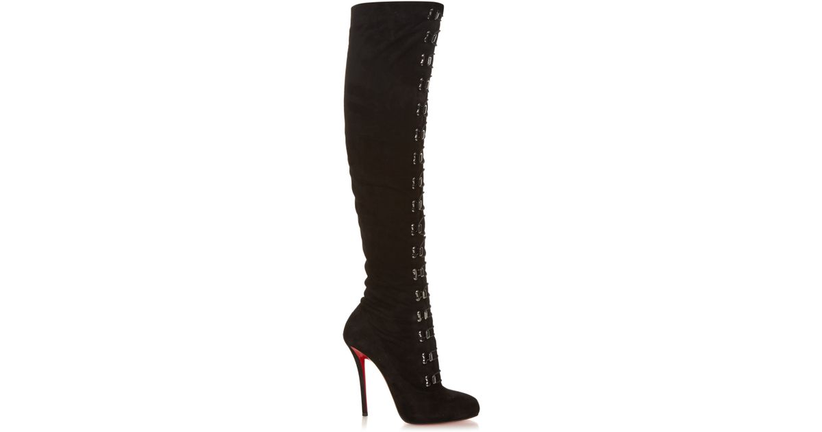 Barbermaskine pouch Modstander Christian Louboutin Top Croche Suede Over-The-Knee Boots in Black | Lyst