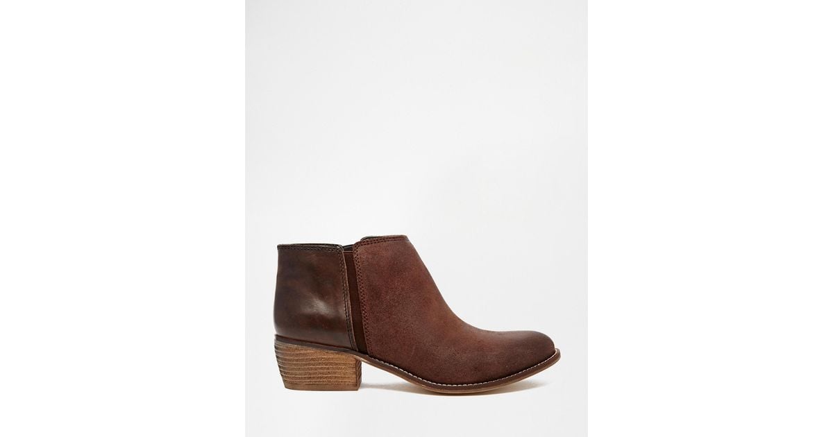 Dune Penelope Brown Leather Flat Ankle Boots Lyst Canada