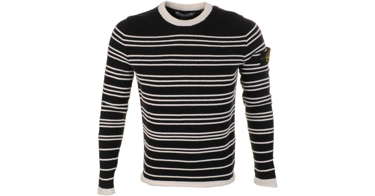 Stone Island Cotton Crew Neck Stripe Jumper in Navy (Blue) for Men - Lyst