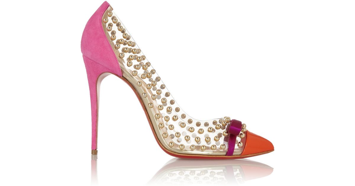 Christian Louboutin Bille Et Boule 100 Studded Pvc And Suede Pumps in ...