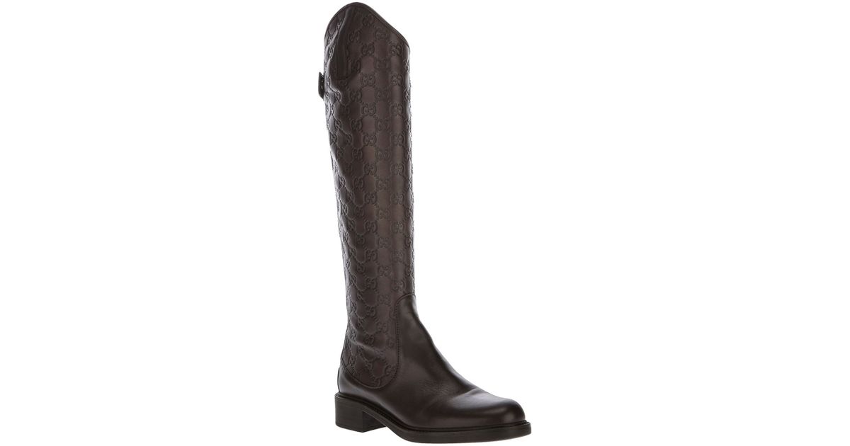 Lyst - Gucci Calf Length Boot in Brown