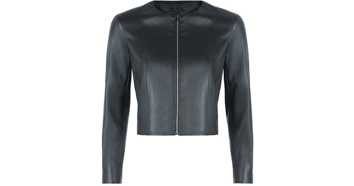 The Row Black Stanta Cropped Leather Jacket