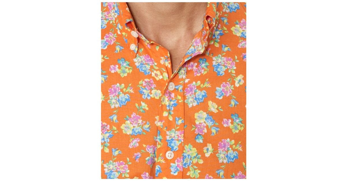 Polo Ralph Lauren Polo Customfit Floral Poplin Shirt in Orange for Men
