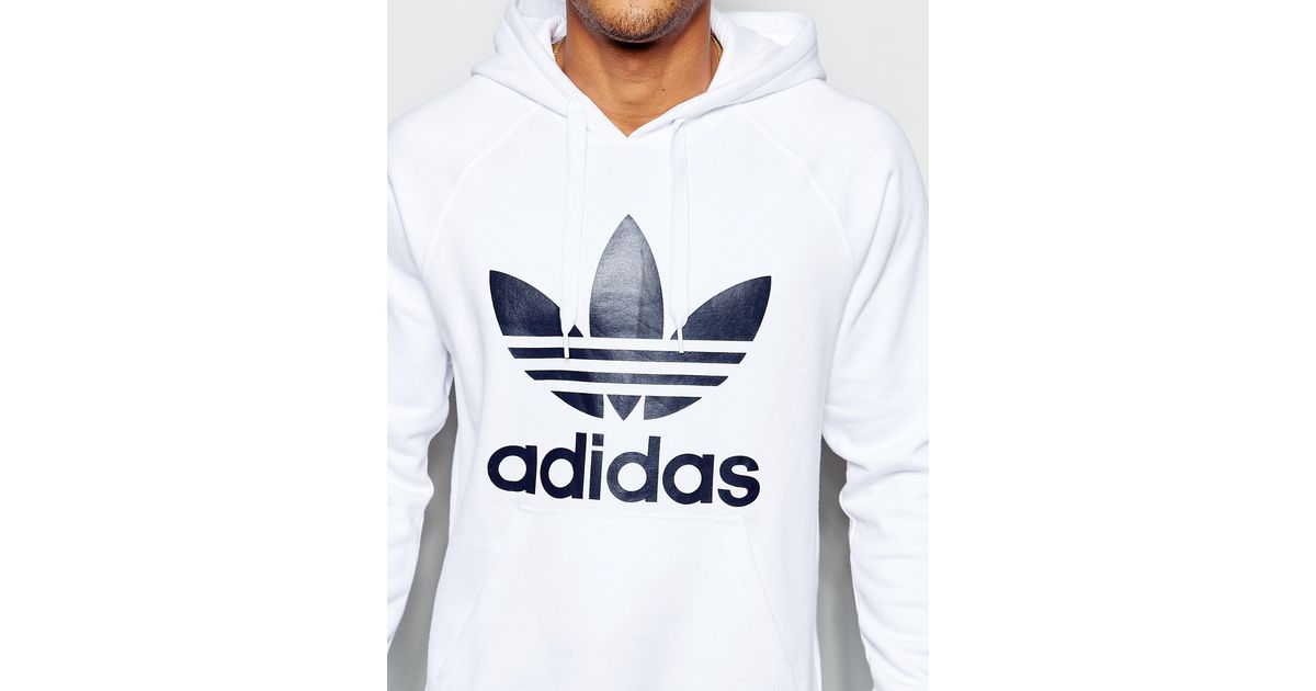 Adidas originals Hoodie With Trefoil Ap9000 in White for Men | Lyst