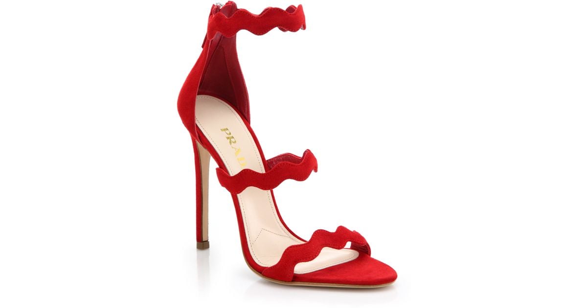 prada red suede sandals