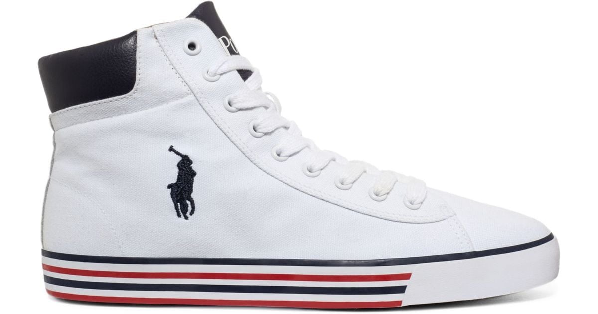 white polo high top sneakers