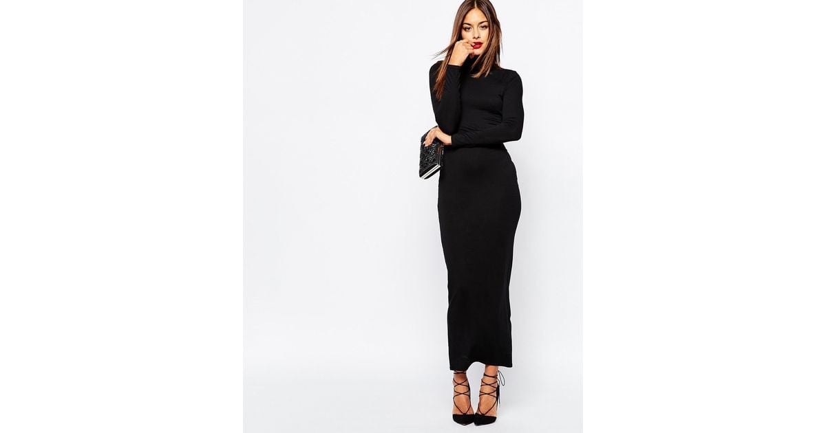 Missguided High Neck Long Sleeve Maxi Dress in Black Lyst