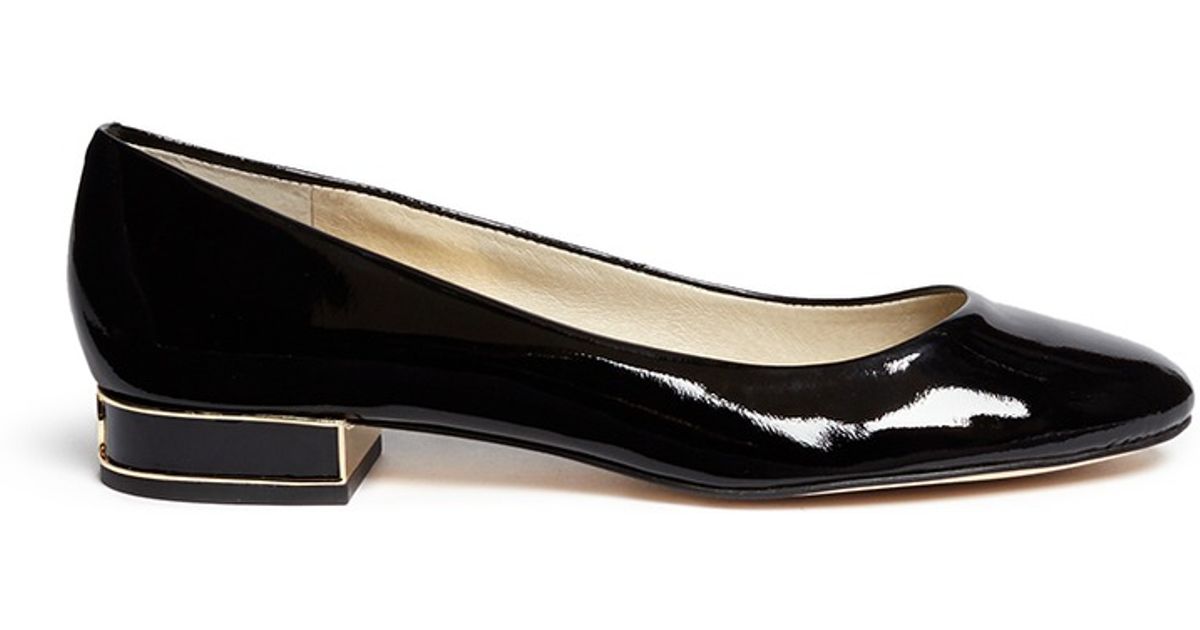 Michael Kors 'joy Kitten' Logo Heel Patent Leather Pumps in Black - Lyst