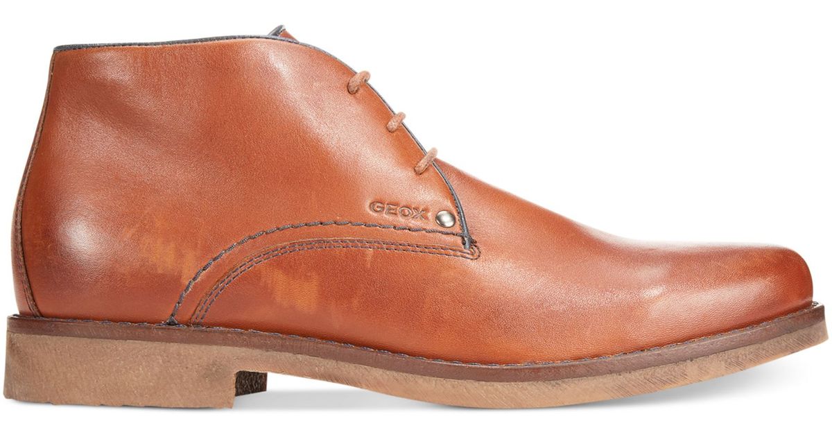 Geox Claudio Leather Chukka Boots In Cognac Brown For Men Lyst 7221