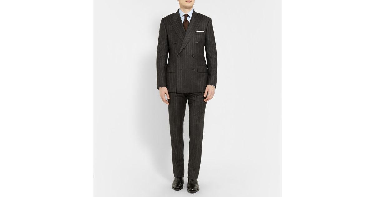 Kingsman Charcoal Double-Breasted Chalk-Striped Suit in Gray for Men | Lyst