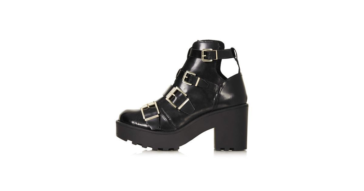 chunky black boots with buckles