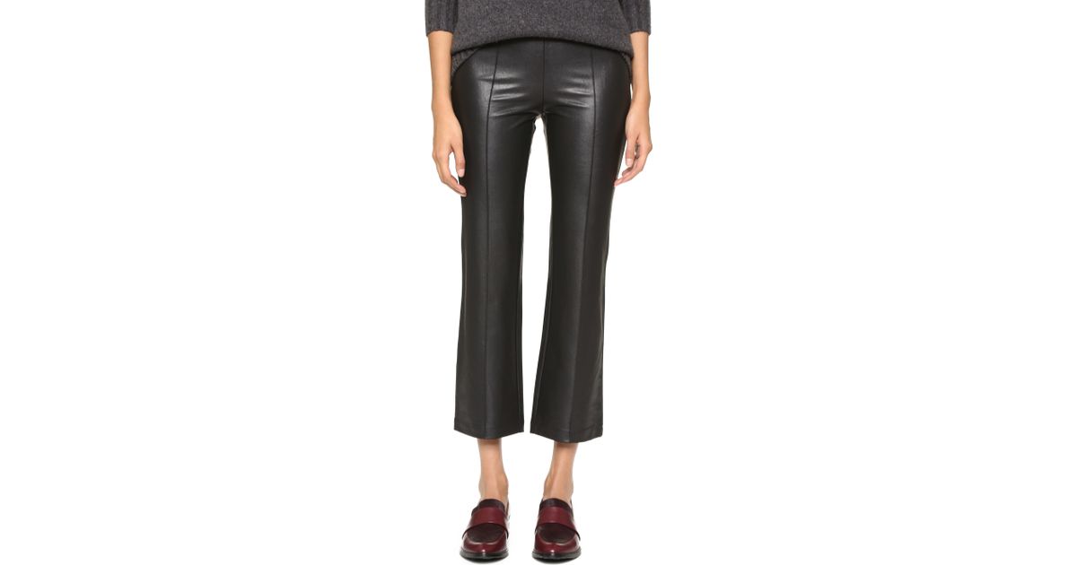 BCBGMAXAZRIA Faux Leather Cropped Pants in Black | Lyst