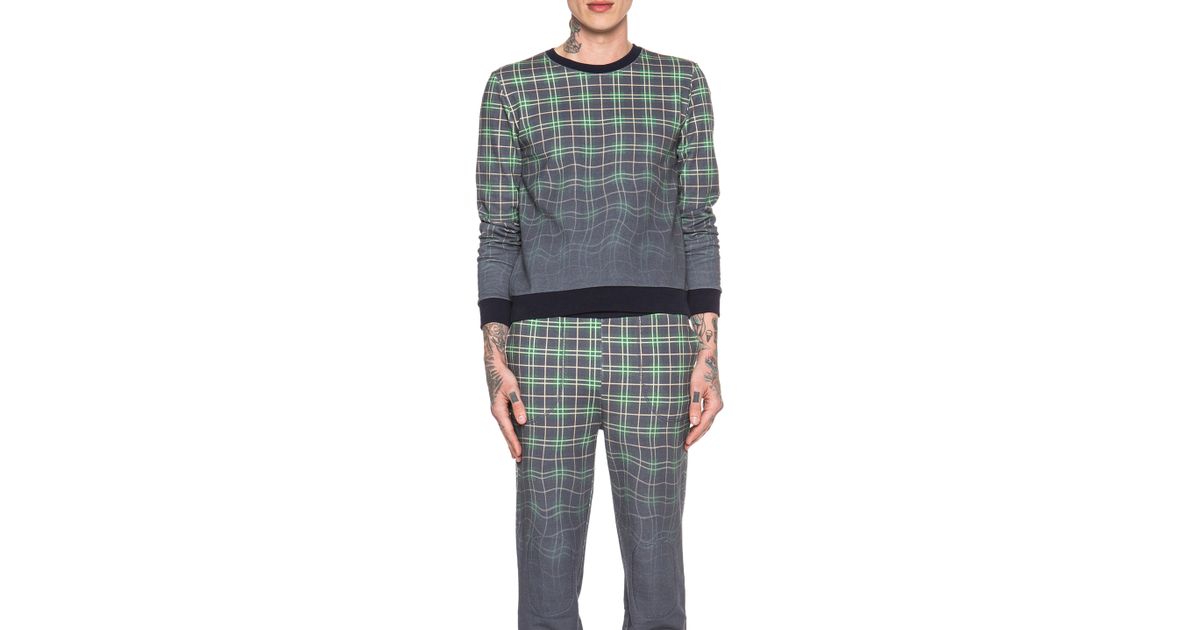plaid crew neck sweatshirt