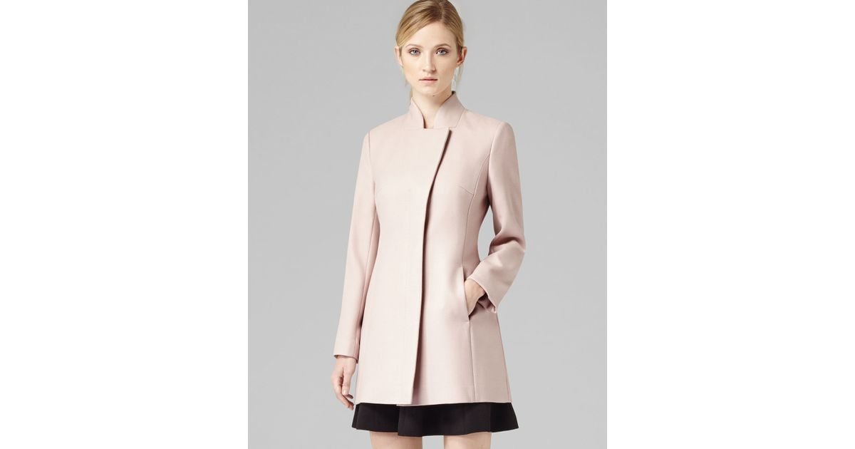 Reiss Coat Regale Mandarin Collar in Pink Lyst