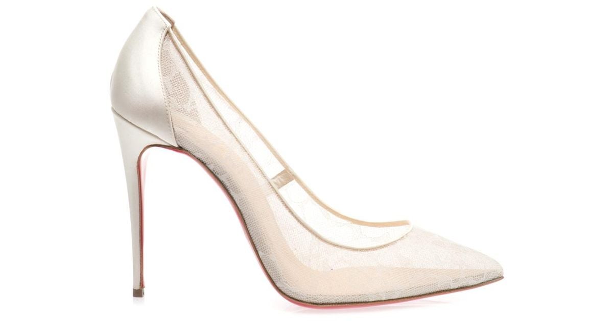 Christian Louboutin Pigalle 100Mm Lace Pumps in White - Lyst