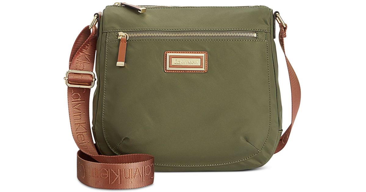 Calvin Klein Nylon Messenger Bag in Green | Lyst