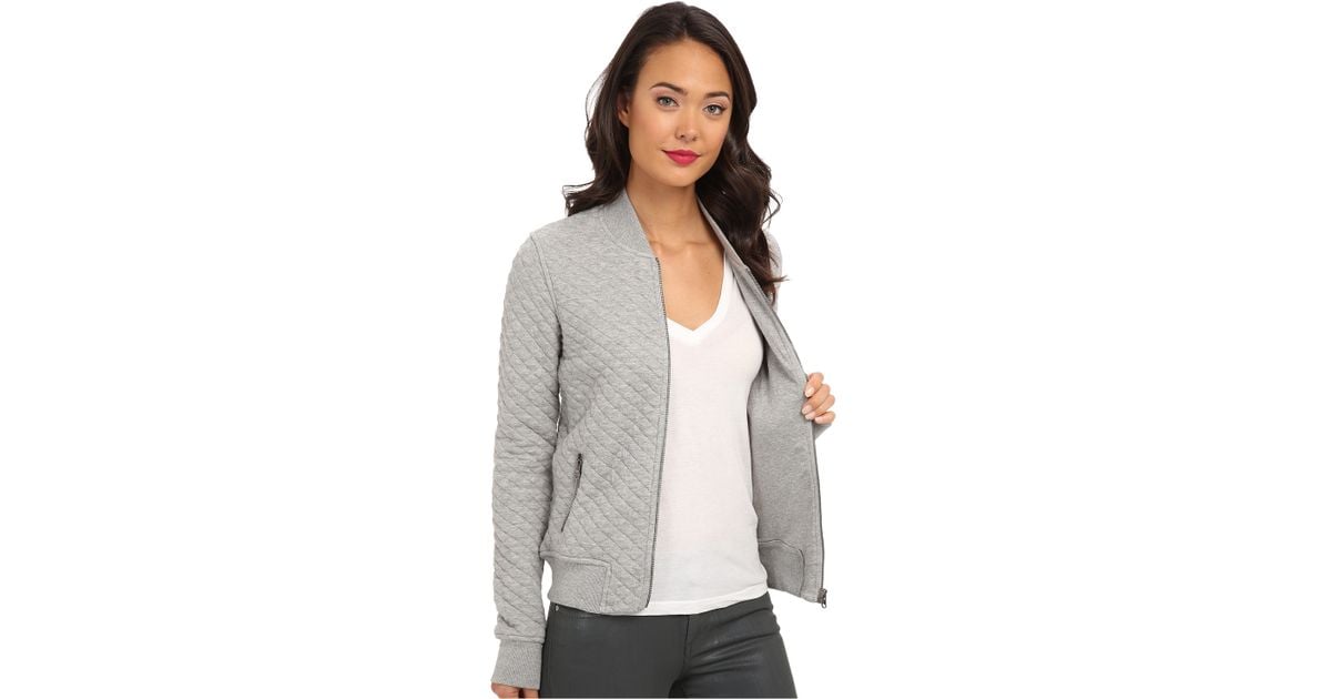 Converse Quilted Bomber Jacket in Gray Lyst