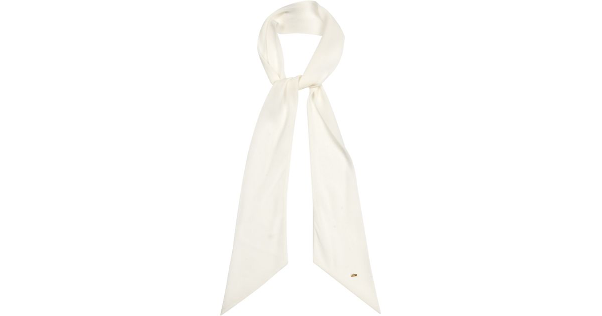 Short lavallière scarf in silk satin, Saint Laurent