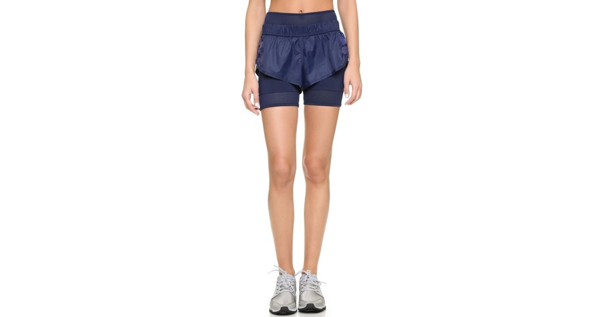 adidas By Stella McCartney Double Layer Running Shorts in Blue