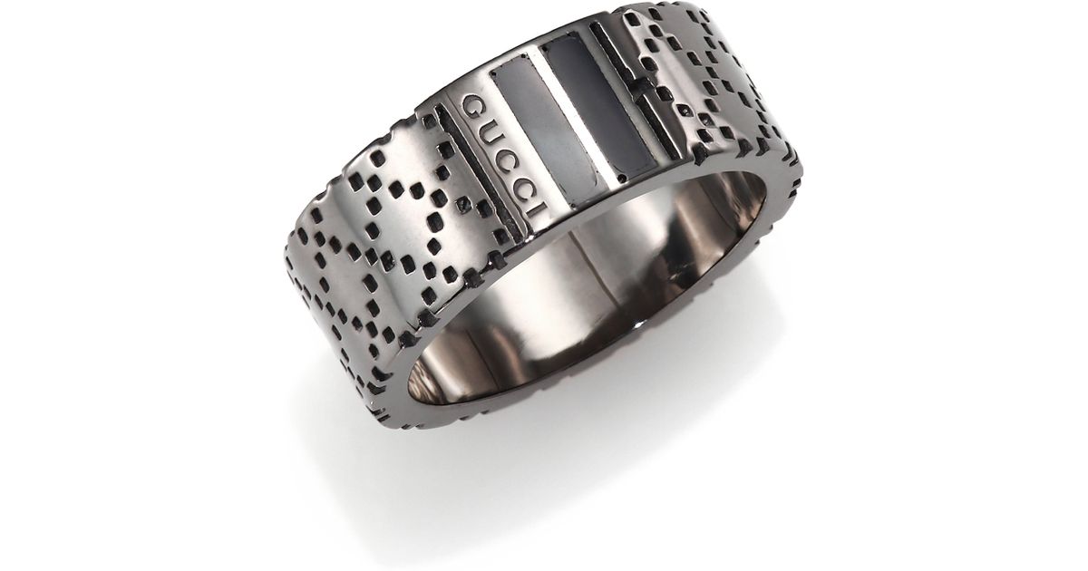 Gucci Diamante Pattern Ring in Silver 