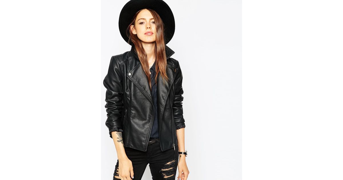 Asos Ultimate Leather Look Biker Jacket With Stitch Detail In Black Asos Ultimate Leather Look Biker Jacket With Stitch Detail In Black Lyst