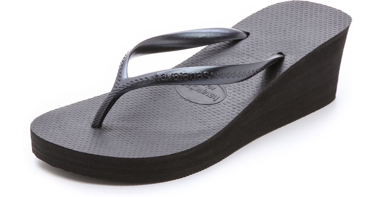 Havaianas High Fashion Wedge Flip Flops In Black Lyst