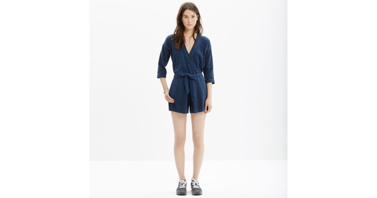 Madewell Kimono Romper in Blue | Lyst