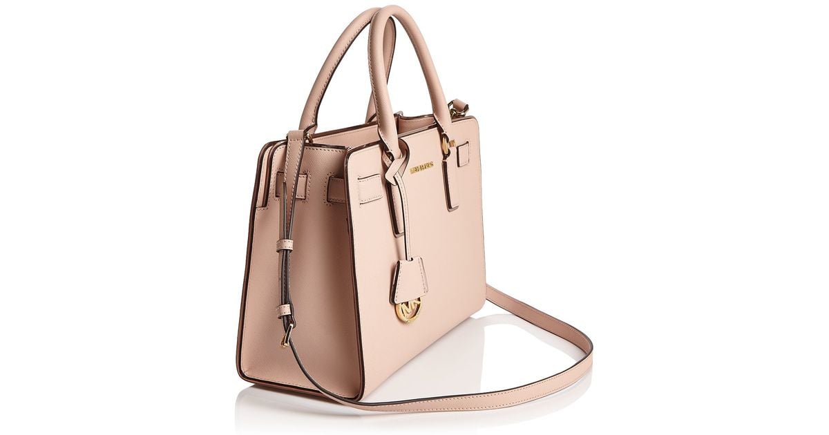 MICHAEL Michael Kors Dillon Saffiano-Leather Satchel in Pink | Lyst