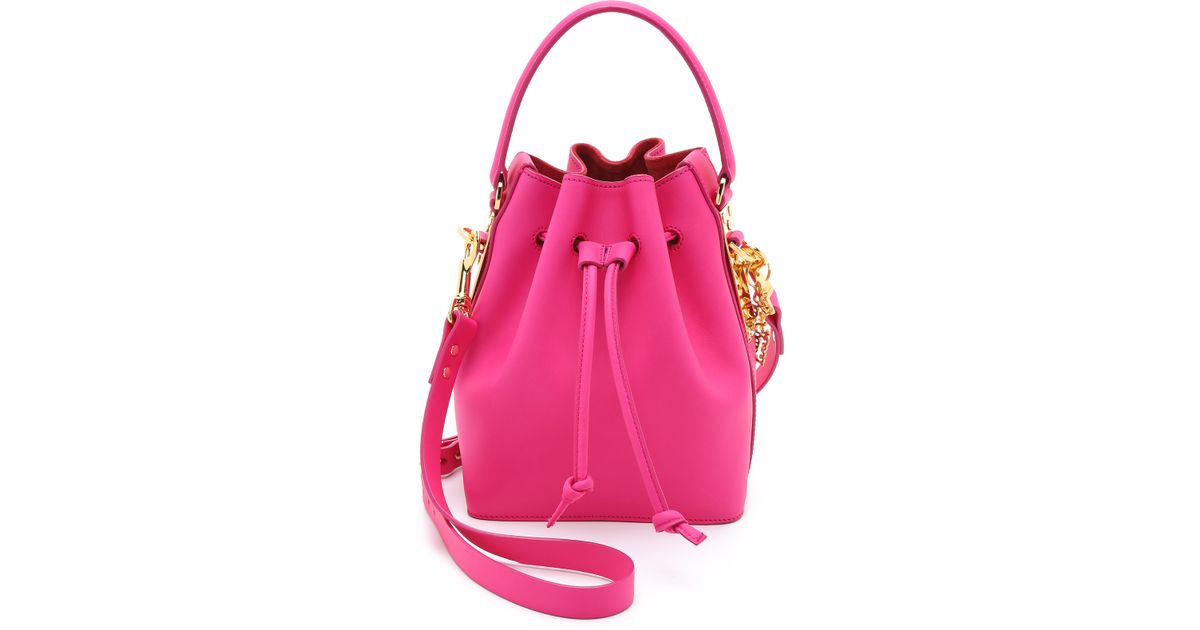 Sophie Hulme Pink Small Drawstring Bucket Bag Fuschia