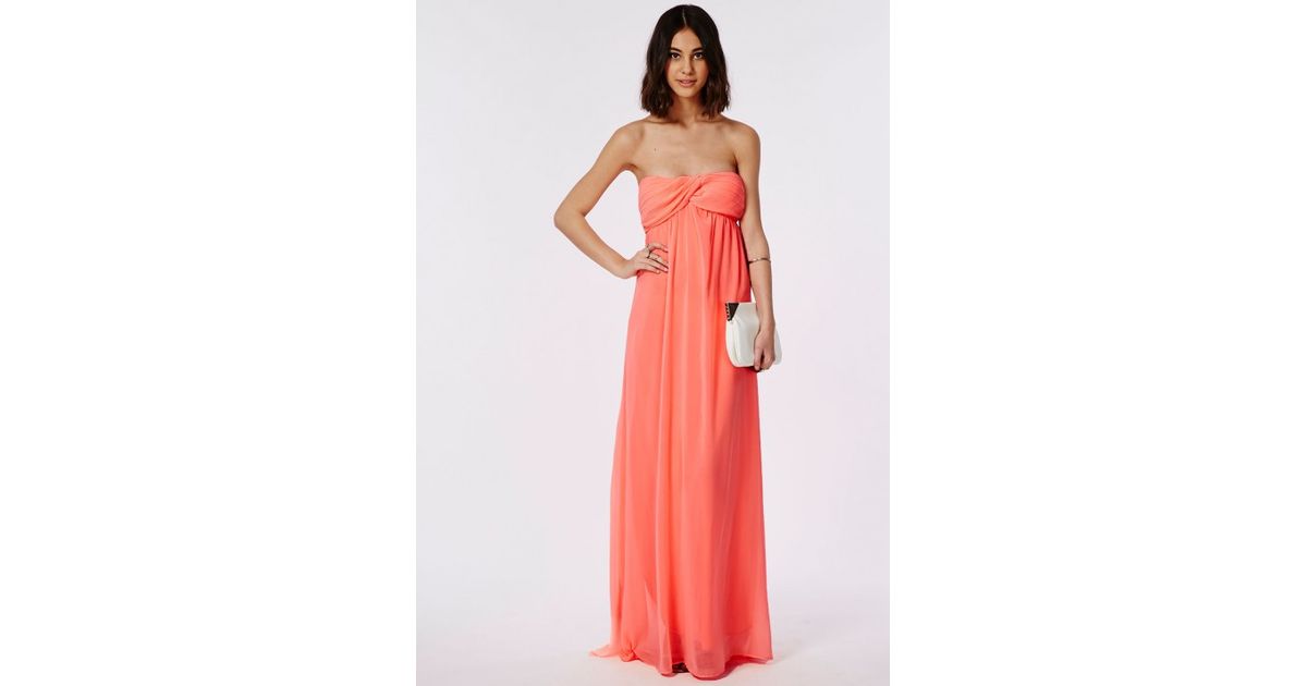 Neon Coral Strapless Dress