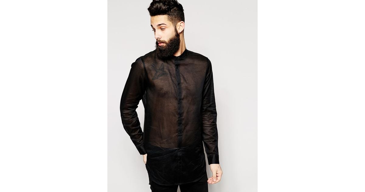 ASOS Shirt In Sheer Fabric With Mesh Back in Black for Men Lyst