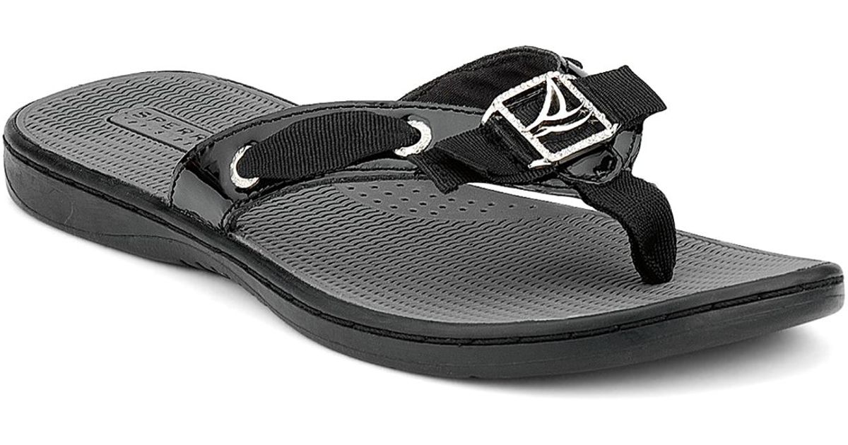 sperry black flip flops