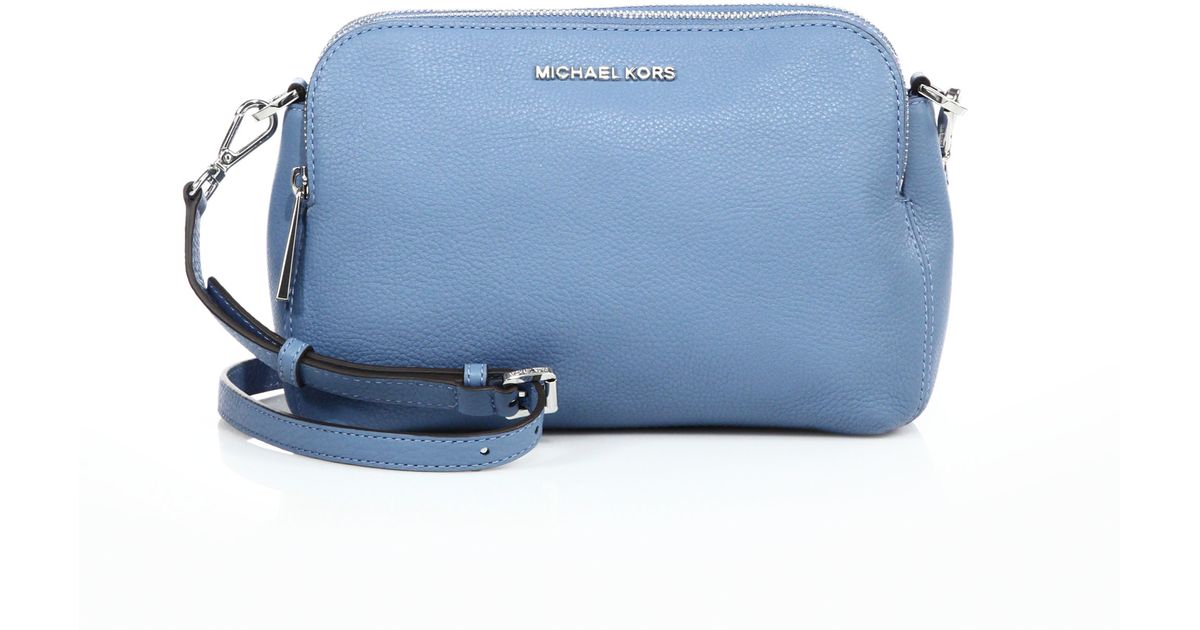 Lyst Michael Kors Bedford Medium Double Zip Leather Lyst Michael Kors Bedford Medium Double Zip Leather Messenger Bag In Blue