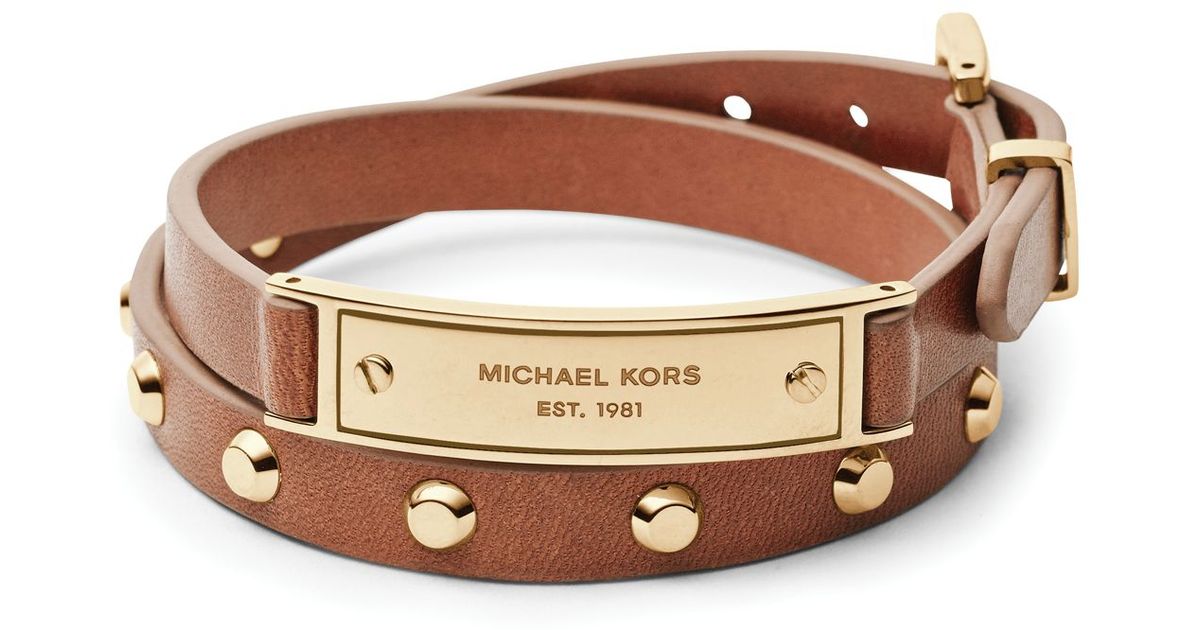 Michael Kors Logo Plaque Leather Wrap 