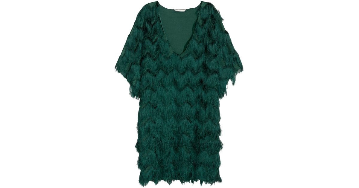 fringe dress green