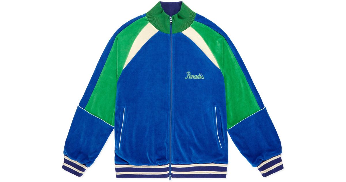 3.PARADIS Cotton Vintage Velour Track Jacket in Blue for Men | Lyst