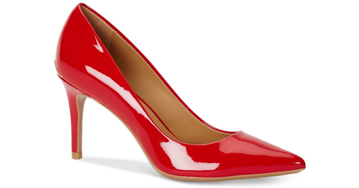 calvin klein red patent pumps