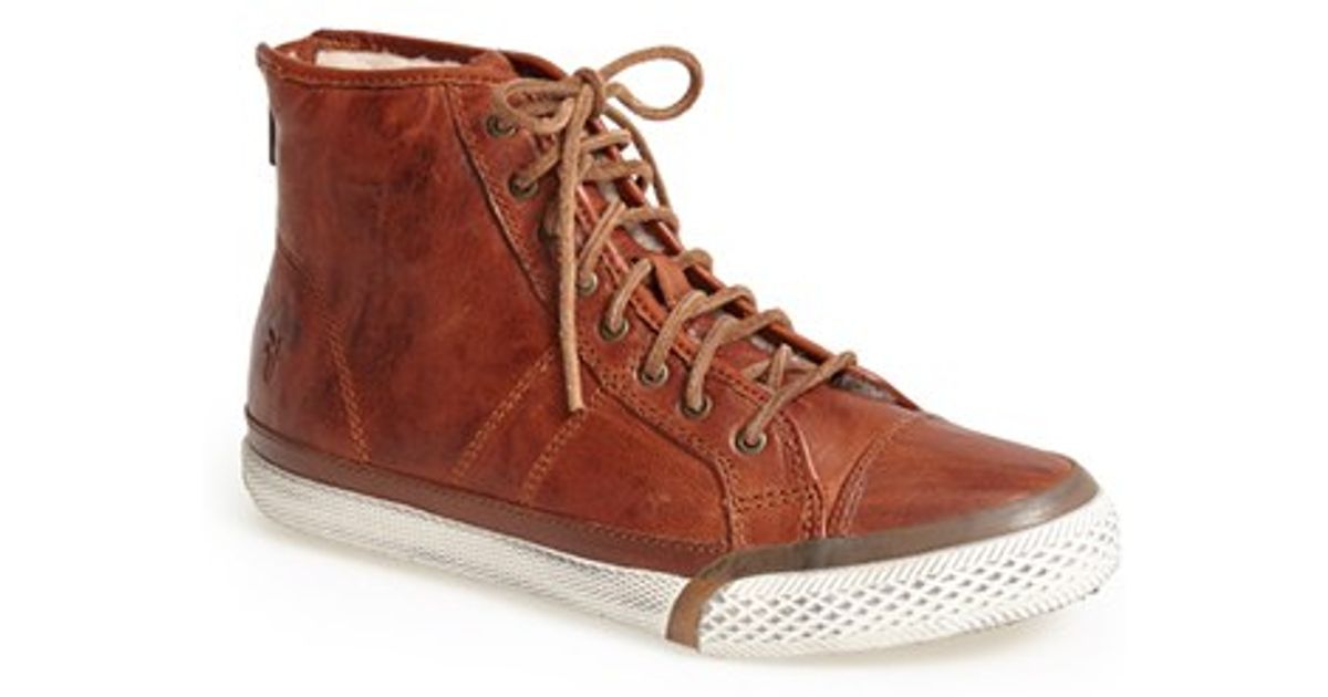 frye leather high top sneakers