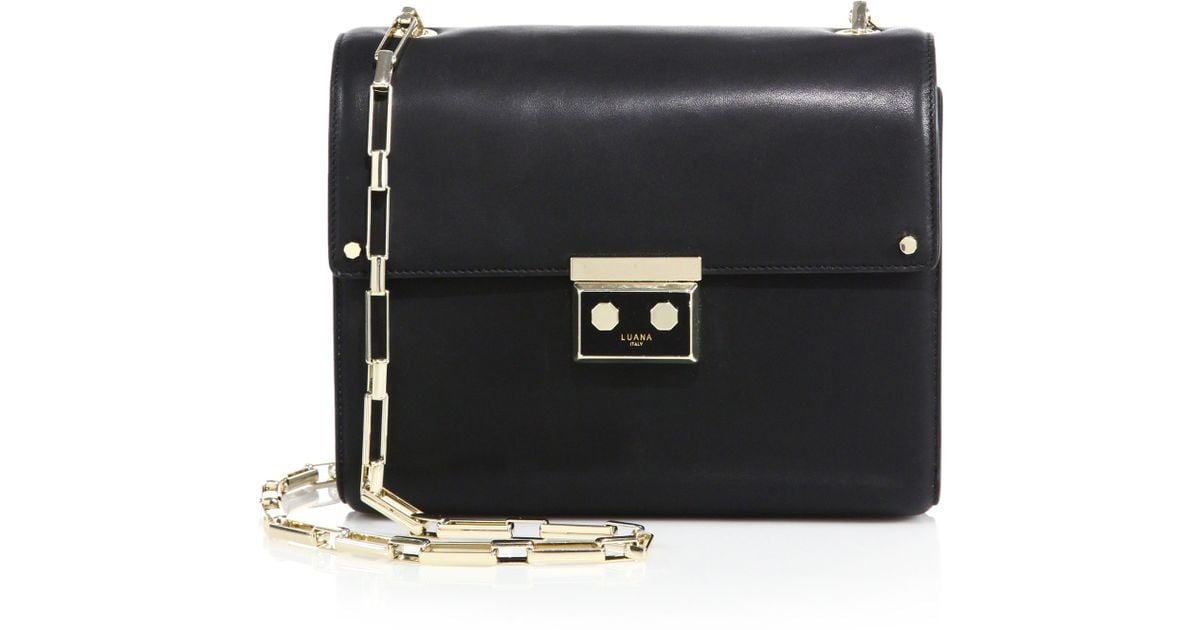 Lyst Luana Italy Anais Leather Chain Shoulder Bag In Black