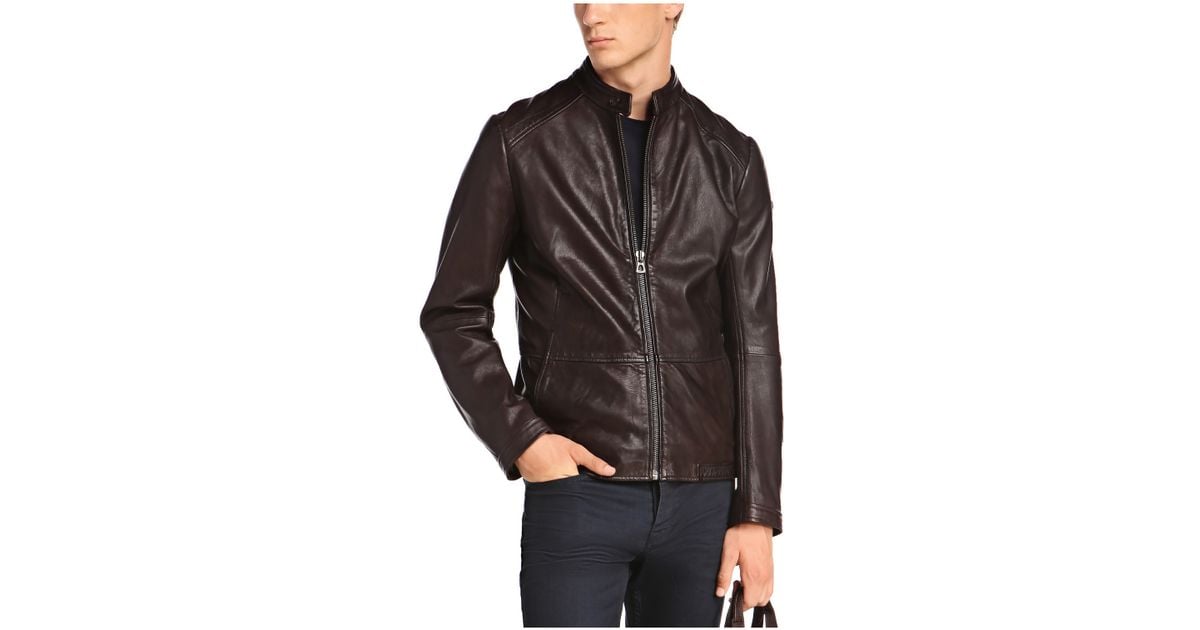 Boss Orange Sheepskin Leather Jacket Jelon In Brown For Men Lyst