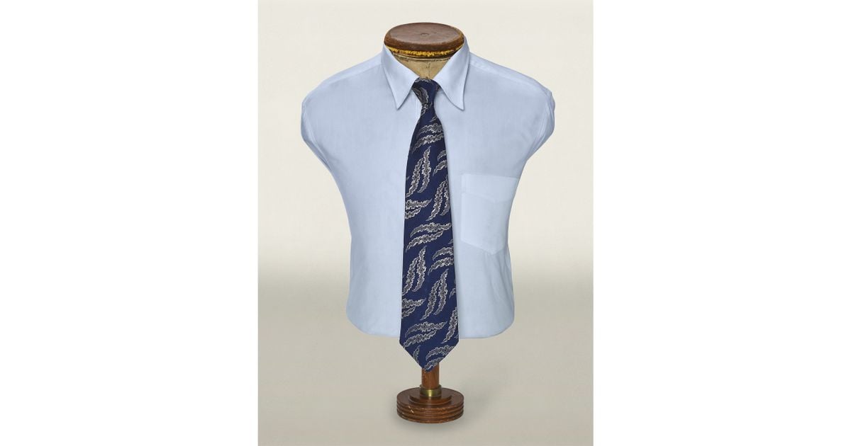 RRL Handmade Silk Tie in Navy/White 