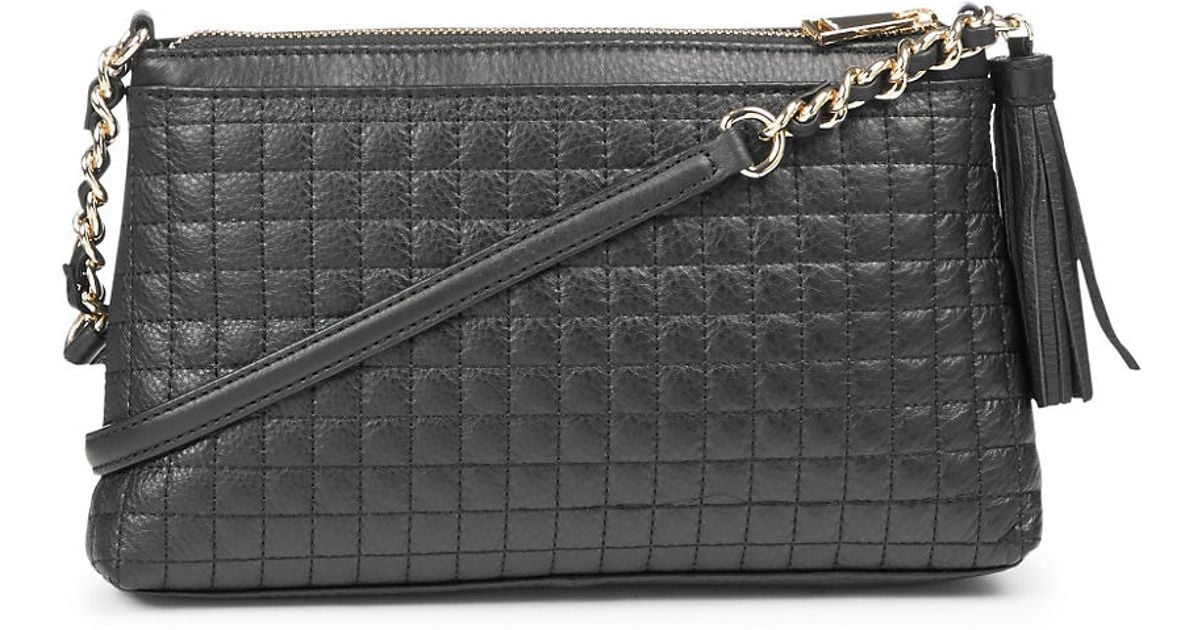 Calvin klein Quilted Leather Crossbody Bag in Black (Black/Gold) - Save 25% | Lyst