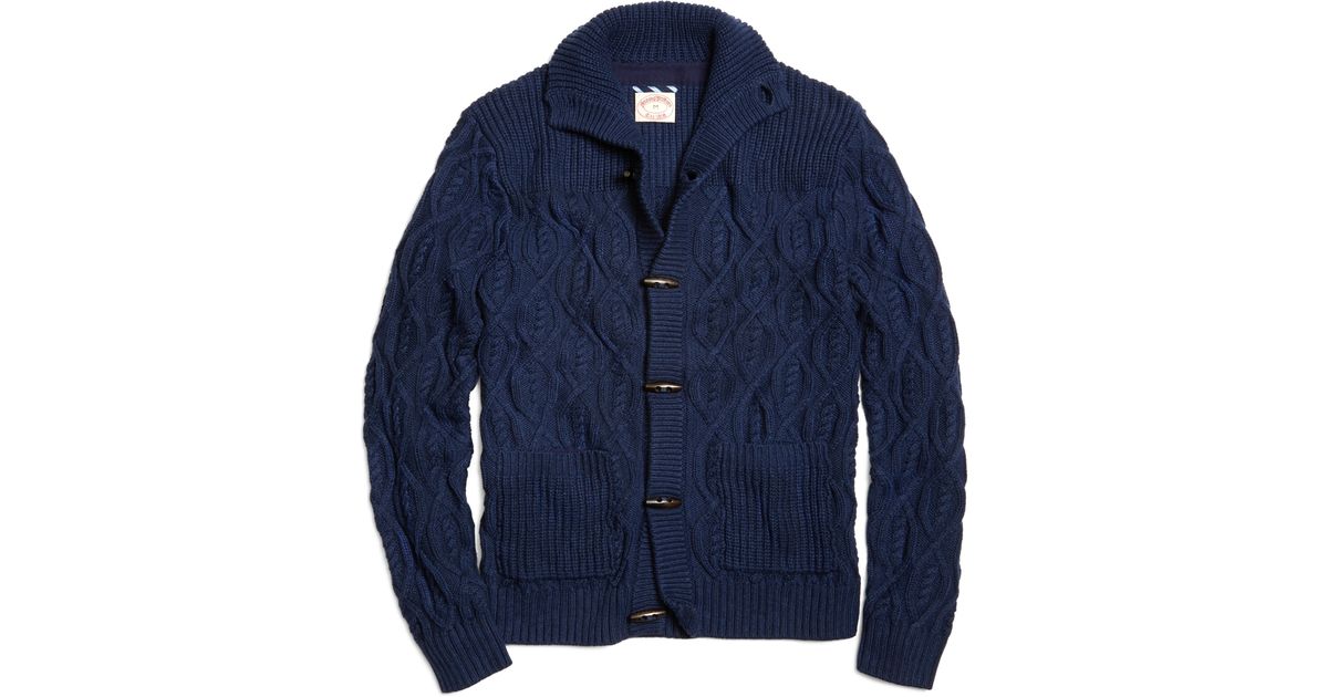 Brooks Brothers Cable Toggle Button Cardigan in Navy (Blue) for Men Lyst