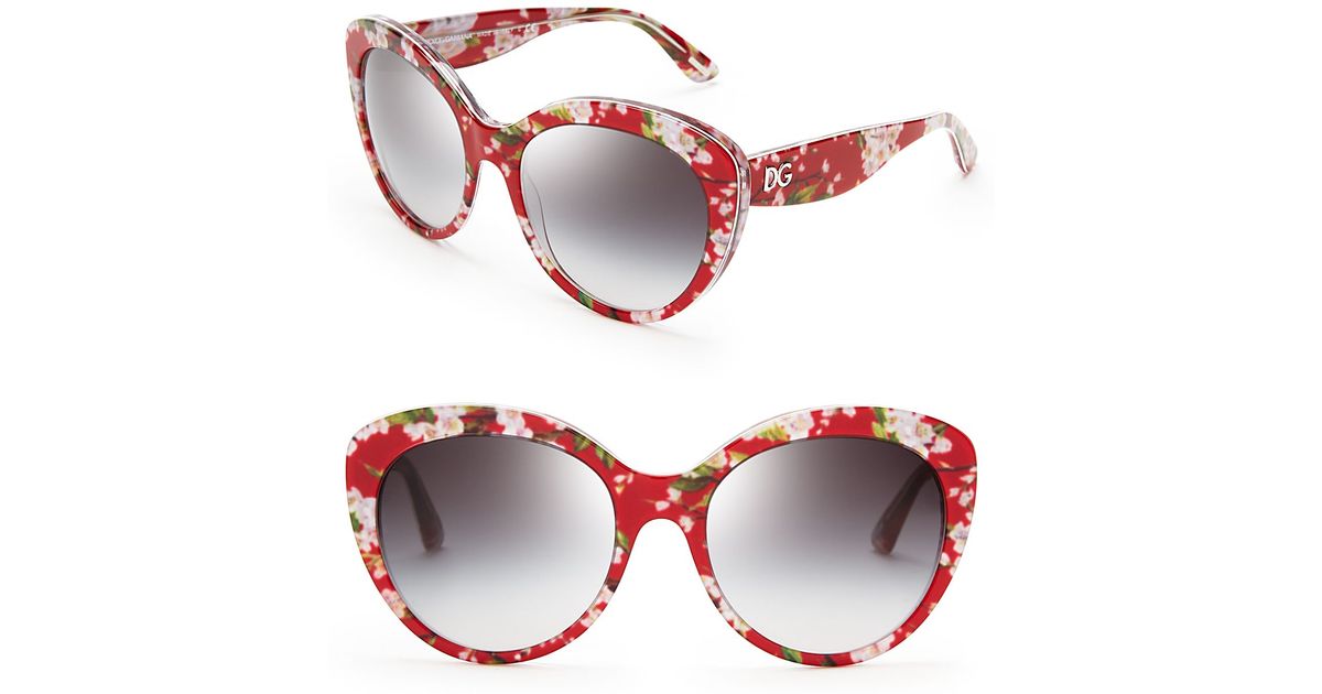 Dolce & Gabbana Dolce&Gabbana Floral Cat Eye Sunglasses in Red | Lyst